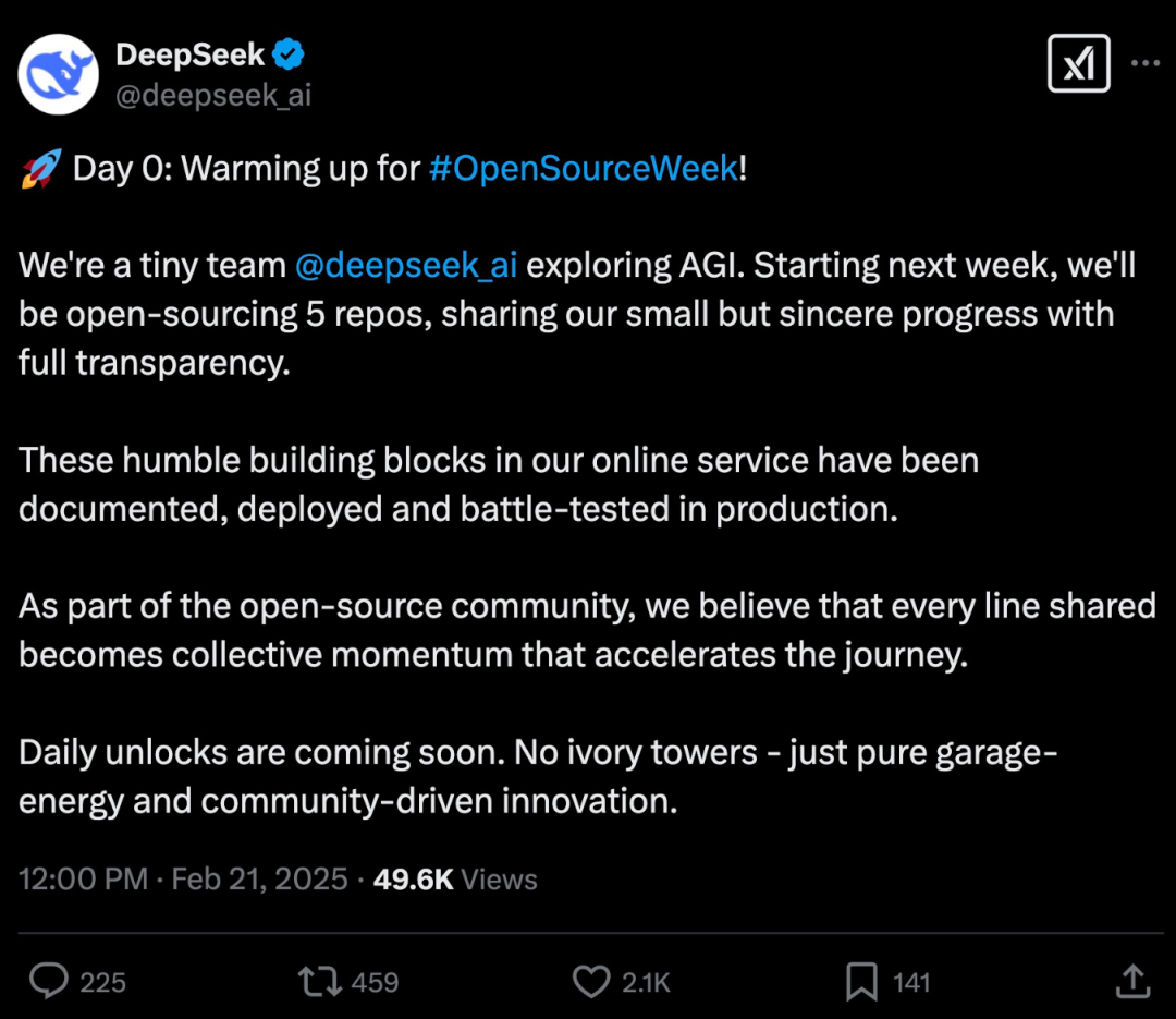 突发！DeepSeek重磅宣布：下周开源5个代码库