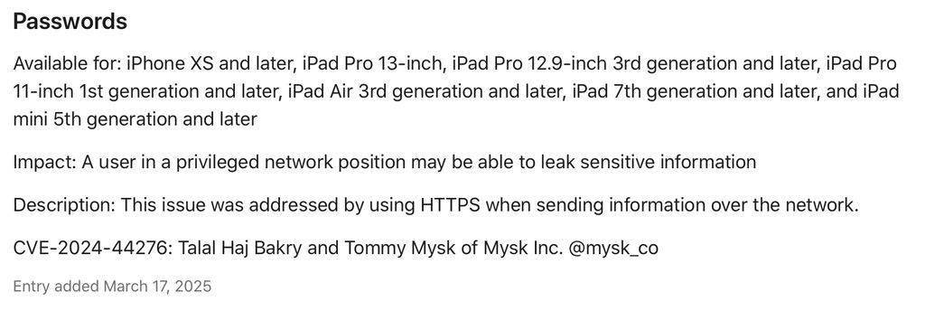 苹果Passwords应用曾现漏洞iOS182前用户面临钓鱼风险已修复