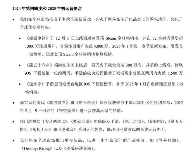 网易2024年游戏收入836亿元《漫威争锋》注册玩家超4000万(图2)